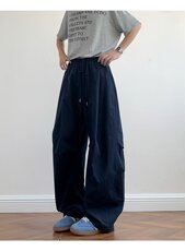 2025新款宽松休闲裤男韩版潮流百搭裤子夏季薄款坠感阔腿拖地长裤，男装休闲裤，四季星座505