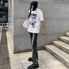 黑灰色水洗做旧渐变牛仔裤男款美式高街潮流街头宽松直筒修身长裤，男装牛仔裤，星座506A