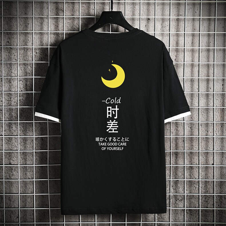 JT55047-P25 假两件短袖t恤男大码胖子半袖体恤半截袖 网格挂拍图片
