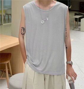 2023夏季ins运动休闲速干镂空T恤薄款冰丝网眼背心男 T604-P13图片