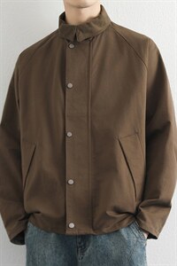 高端翻领夹克男2026春季简约宽松休闲工装外套百搭上衣服图片