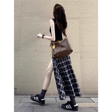 汉服法式不规则黑白格纹半身裙女2025春季新款时尚小个子显瘦裙子，男装牛仔裤，星座1210-1
