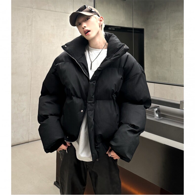 美式复古黑色立领面包服棉衣冬季加厚外套潮牌短款棉服MY98-P118，男装棉衣，电商C307