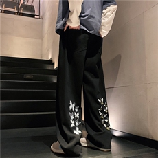 xz116-k1009-P55-控78M-5XL现货黄泥阔腿大码牛仔裤，男装牛仔裤，星座116