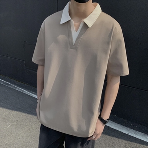 夏季 大码公版拼色翻领POLO衫男休闲T恤短袖图片