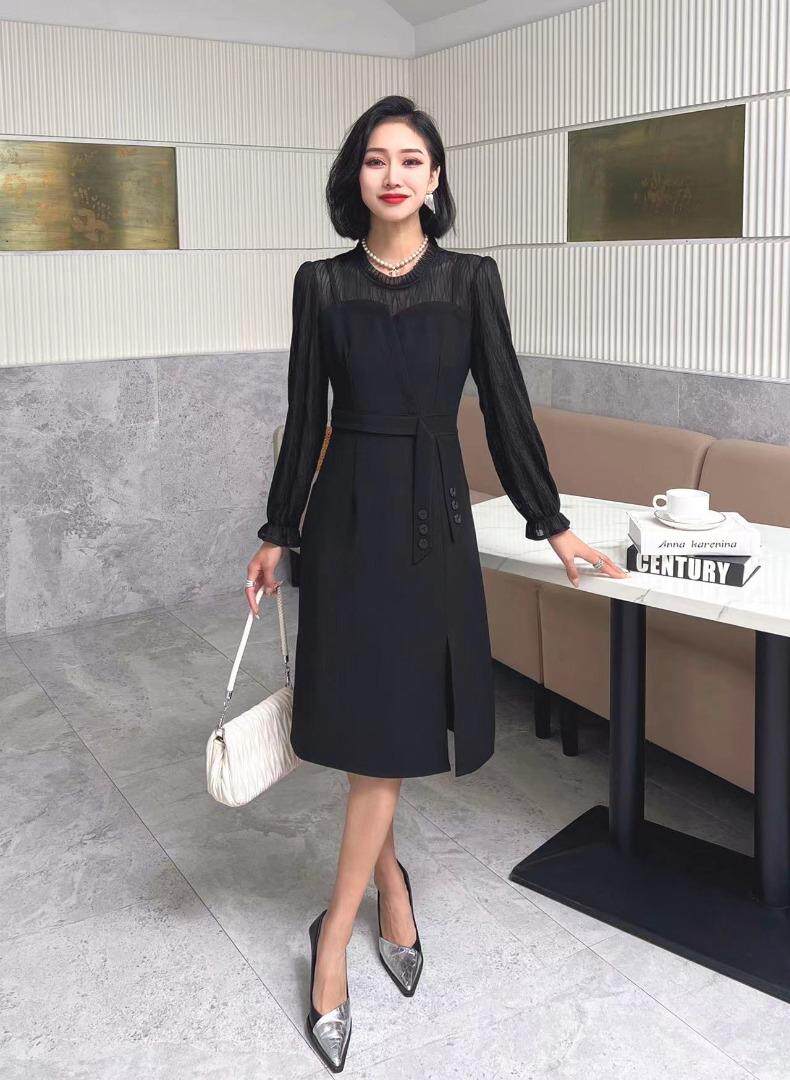 [现货]气质蕾丝拼接连衣裙，两色、四码，女装连衣裙，依柏璐(1F)