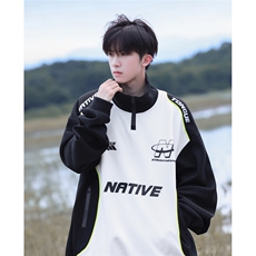 早秋新款拼接立领机车服卫衣WY7007-P75控98，男装卫衣，电商A072