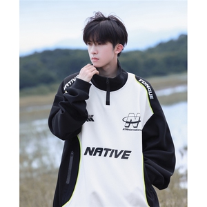 早秋新款拼接立领机车服卫衣WY7007-P75控98图片