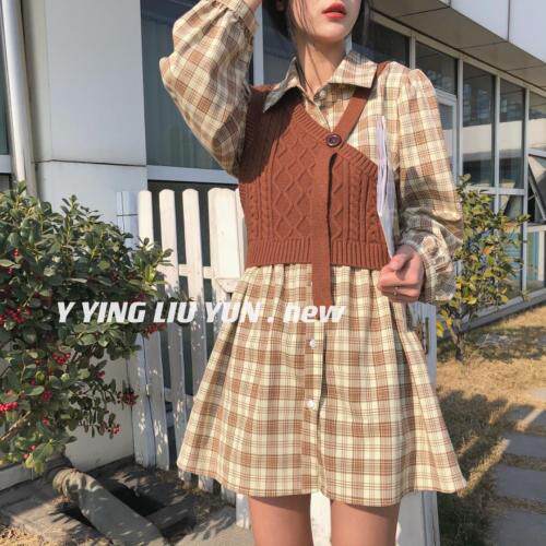 韩版衬衫加针织背心，女装衬衫，迎盈柳韵