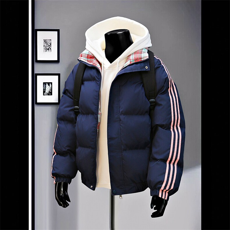 冬季港风三条杠立领棉服防风保暖加厚棉衣外套MY1128P80,男装棉衣,电商A128