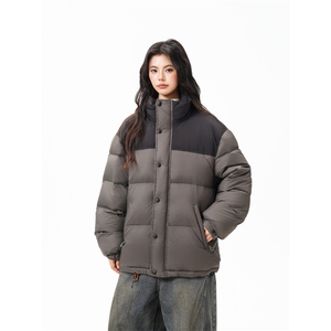 90%绒新标有报告立领撞色韩版宽松羽绒服外套Y988/P350现货图片