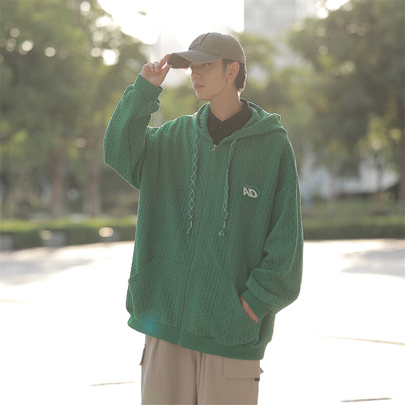 citboy街拍秋冬大麻花开衫连帽高品质卫衣夹克外套WK221-P60控88,男装卫衣,电商B370