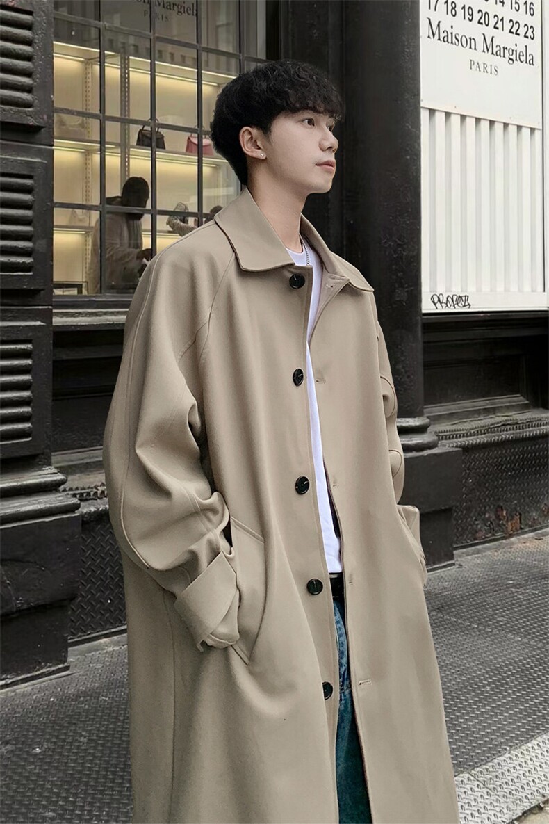春季新款风衣Q2589-TP85不高级感韩系休闲长款男港风外套,男装风衣,电商A102