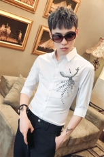 19春夏新款潮男高端时尚绣花七分袖夜店发型师衬衣社会风D453，男装衬衫，星座419（原A233）
