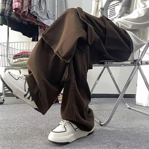 2024春季新款直筒工装口袋束脚宽松阔腿休闲裤现货K7697-P56,男生夏天灰长裤子穿搭图片