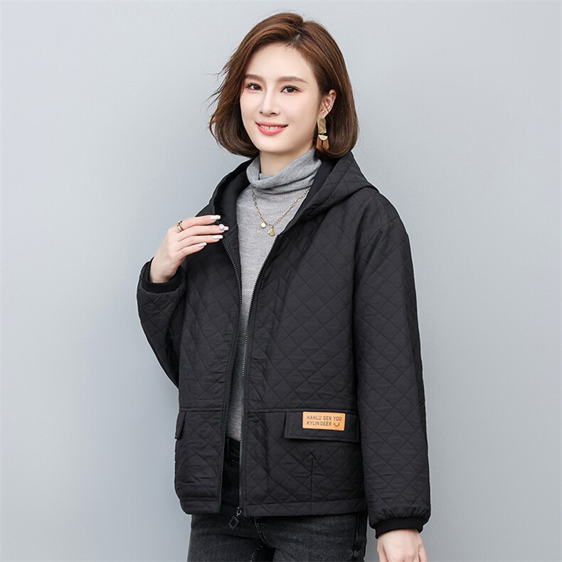 2023冬季连帽时尚休闲夹棉加厚保暖舒适外套,女装棉衣/棉服,独衣靓