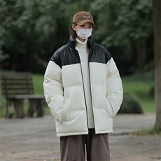 港风潮牌新款亮皮防水立领棉服潮流保暖棉衣M083-P100控139，男装棉衣，星座717