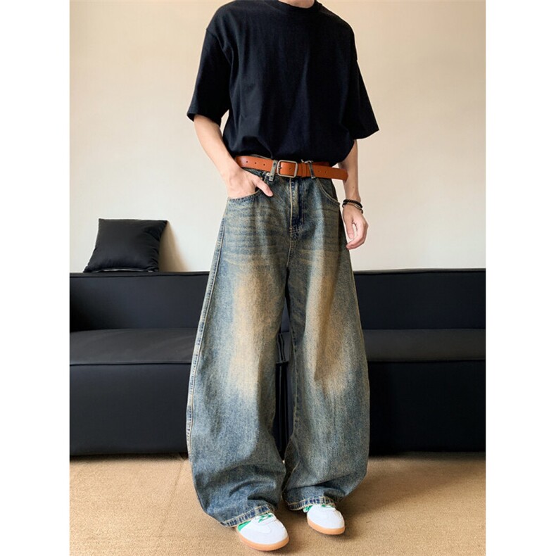 夏季美式复古重工水洗牛仔裤男宽松休闲弯刀长裤N0608-P50,男装牛仔裤,星座308B-2