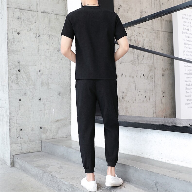 夏季宽松男士新款T恤青少年潮流两件套短袖休闲运动套装T776-P50,男装休闲套装,星座1206（原A206）
