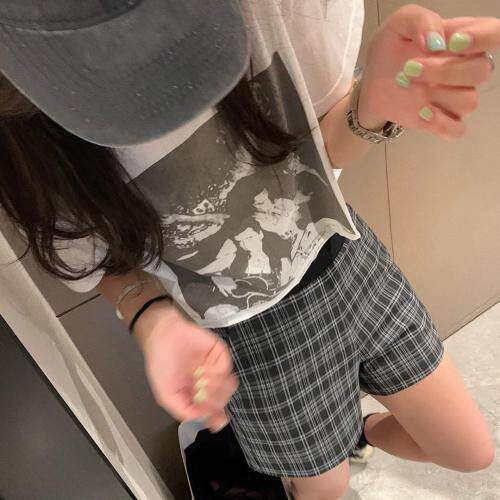 灰格短裤，女装，XTZ style