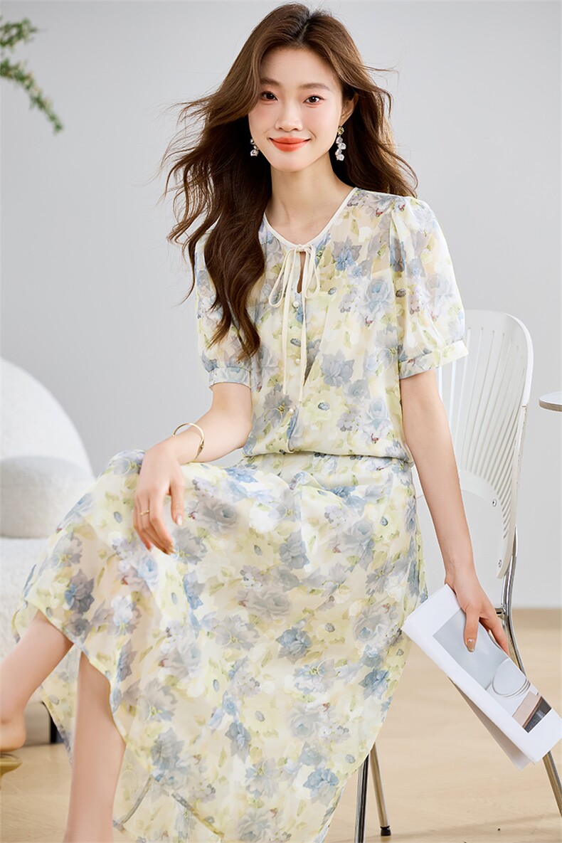 现货2024夏装时尚简约减龄提花两件套装套裙,女装套装/套裙,姿衣坊