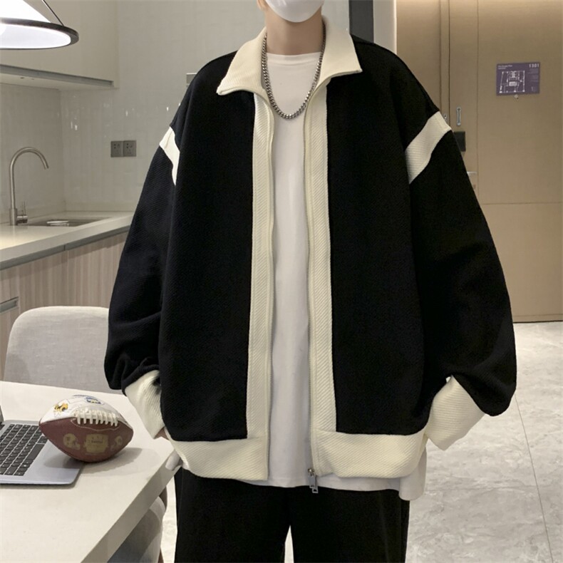 夹克男秋季ins港风拼色外套潮流痞帅休闲针织上衣JK056-P55图片