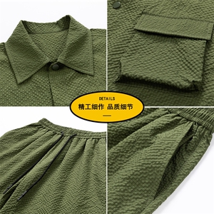 短袖衬衫男新款夏季薄款透气搭配一套短裤宽松翻领衬衣TZ073-P80图片