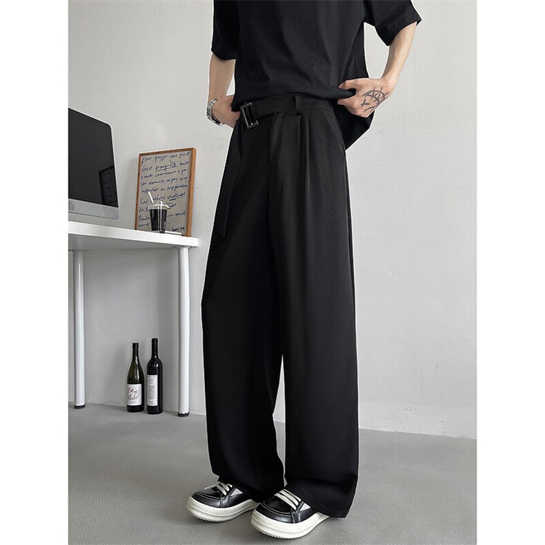 8XL-M垂坠感冰丝西裤大码凉感裤子腰带直筒长裤休闲裤KZ1958/P55,男装休闲裤,电商B238