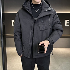 2024新款羽绒服男冬季短款连帽斜拉链羽绒外套B240-YR9863-P225，男装羽绒服，电商B240