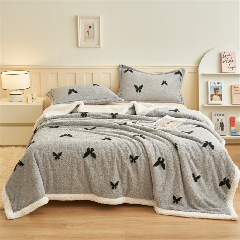 新款雕花绒羊羔绒提花高克重双层毛毯盖毯休闲毛毯，毯子，一起卖家纺