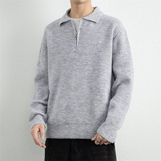 25762-P55秋季时尚翻领毛衣套头衫男士针织衫纯色内搭打底衫，男装T恤，电商D310B