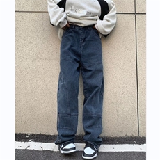 美式高街牛仔裤男韩版潮个性2024秋冬新款ins宽松长裤RK1190-P60，男装牛仔裤，星座412-2