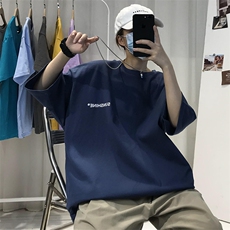 T06常年款男士休闲字母印花T恤衫外套圆领半袖五分袖TEE男女中性，男装T恤，星座115A-3