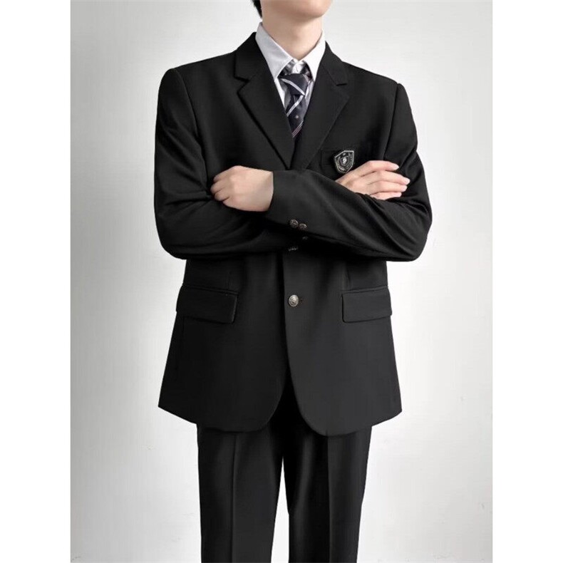 日系学院风dk制服西服套装宽松痞帅春秋季jk学生班服徽章西服外套图片