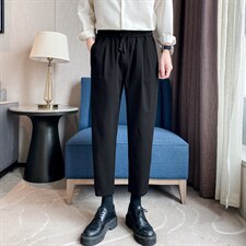 店主风休闲裤男修身垂感直筒百搭西裤男九分轻奢裤子男XK001-P58图片