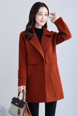 中长款百搭气质时尚修身显瘦长袖POLO领甜美2020年冬季毛呢外套，女装毛呢外套，依恋蒂丝