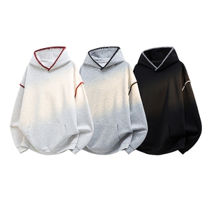 WY10155-特P48 控88新款连帽贝壳绣花麦穗提花大码男宽松情侣卫衣图片
