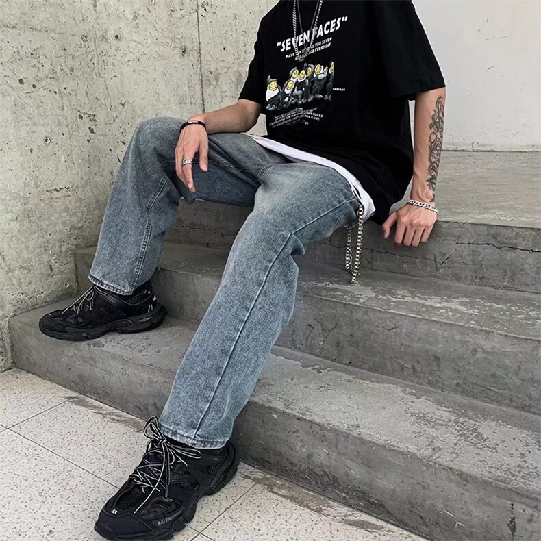 新款春季水洗宽松阔腿牛仔裤C112P36,男装牛仔裤,星座1116-2