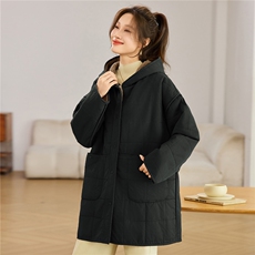 叶笙衣82592棉布拼泰迪绒长款外套，女装棉衣/棉服，叶笙衣