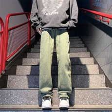 DWH60-P52牛仔裤男秋冬宽松潮流高街重磅阔腿裤子侧直筒工装裤，男装牛仔裤，星座603-2