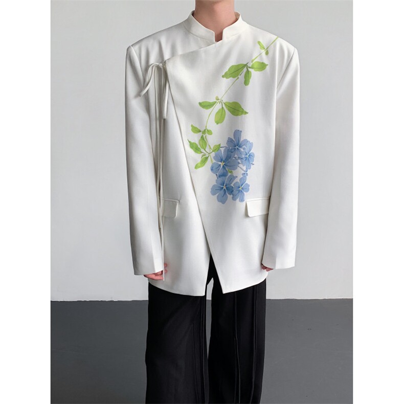 25秋冬男士新中式设计感牵牛花斜门襟绑带西服外套XZ189-P135,男装西服,电商B288