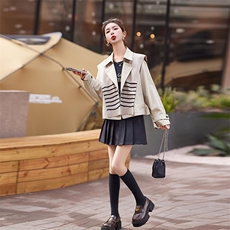 短款风衣外套女小个子2025春季新款简约通勤娃娃领上衣，女装短外套，悦祺