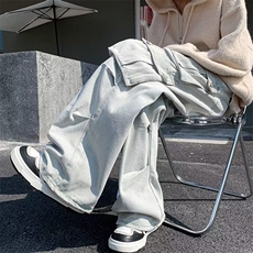 设计感宽松直筒休闲长裤秋季高街大口袋工装牛仔裤男K7551-P55，男装牛仔裤，星座512-3