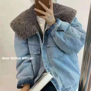 MMC牛仔大毛领外套图片