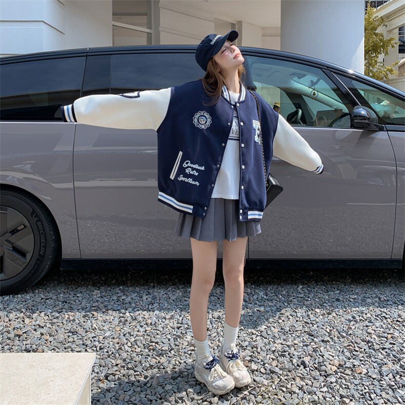 现货春秋转新款贴标刺绣上衣夹克棒球服女潮182-8661P140K198,女装短外套,浙宝182A