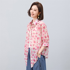 叶笙衣2553印花宽松开衬，女装衬衫，叶笙衣