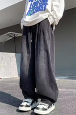 美式高街复古水洗做旧牛仔宽松阔腿情侣长裤KZ45K2232--TP45，男装休闲裤，电商A247C