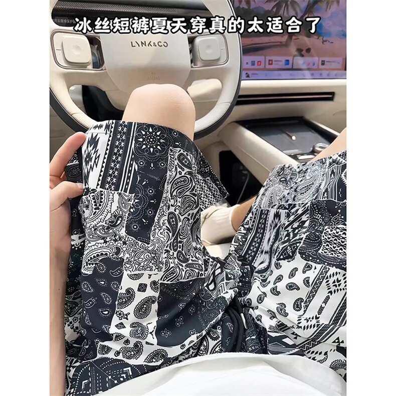 夏季超薄百搭清爽休闲款裤子复古文艺风冰丝速干短裤K783TP20控38图片