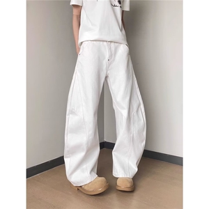 文艺拼接打褶可调节扣弯刀牛仔裤新款ins百搭慵懒日系潮流NZA1329图片