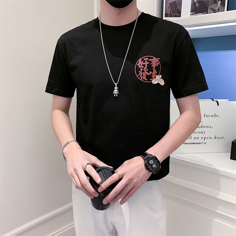 TX28-P38夏季T恤男短袖半截袖新款男装上衣痞青年半袖-黑1控58,男装T恤,电商D327